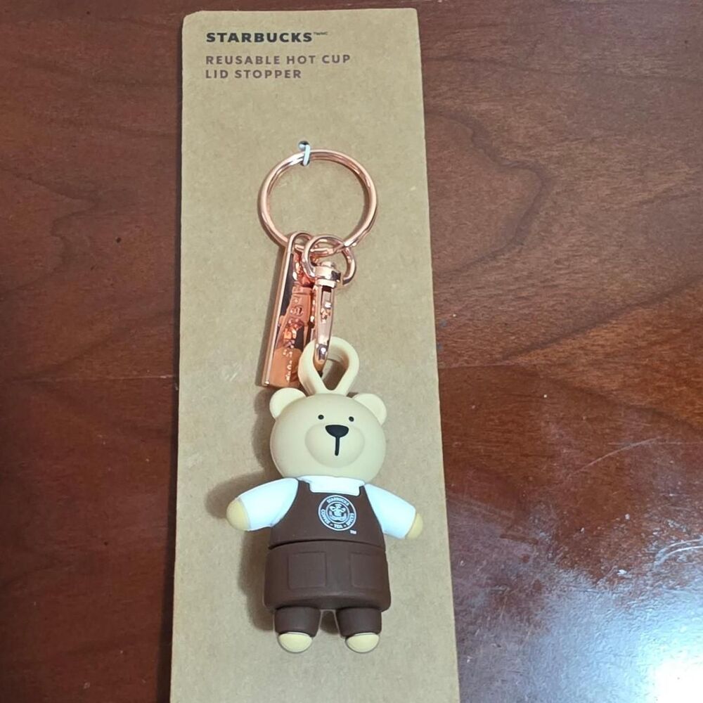 Starbucks Bear Bearista Lid Stopper Keychain Original First Store Pike Place